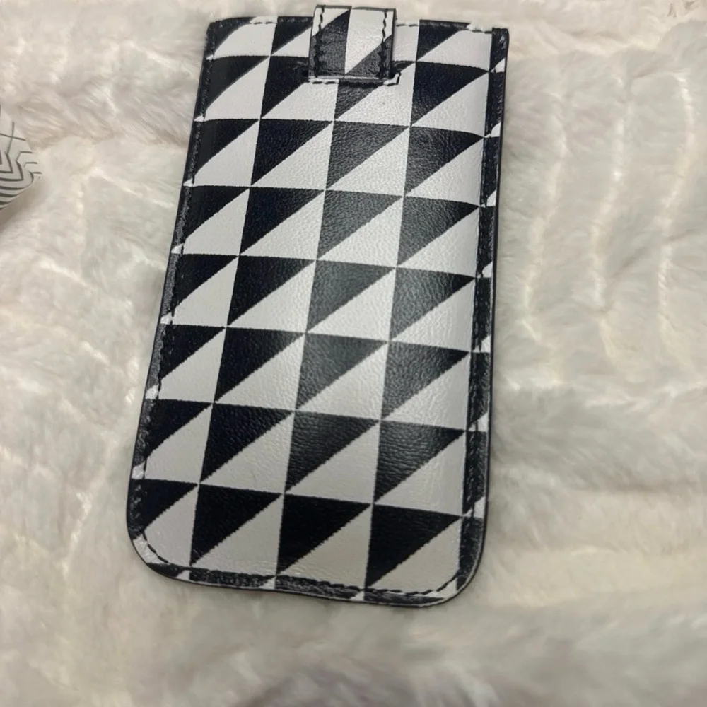 Proenza Schouler Geometric Leather Card Case Phone Holder Black White